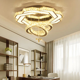 ZOWALA - Luxury Geometric Spiral Crystal LED Flush Mount Light Image - 5
