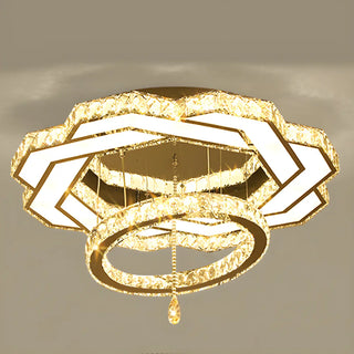 ZOWALA - Luxury Geometric Spiral Crystal LED Flush Mount Light Image - 6