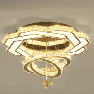 ZOWALA - Luxury Geometric Spiral Crystal LED Flush Mount Light Image - 7