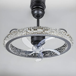 Gold Luxury Crystal Round Remote Ceiling Fan with Light Zowala Image - 10