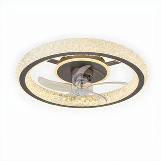 Gold Luxury Crystal Round Remote Ceiling Fan with Light Zowala Image - 11