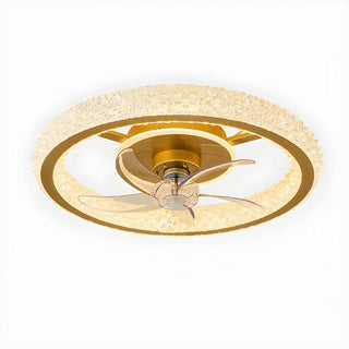Gold Luxury Crystal Round Remote Ceiling Fan with Light Zowala Image - 13