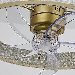 Gold Luxury Crystal Round Remote Ceiling Fan with Light Zowala Image - 15