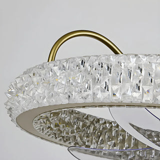 Gold Luxury Crystal Round Remote Ceiling Fan with Light Zowala Image - 16