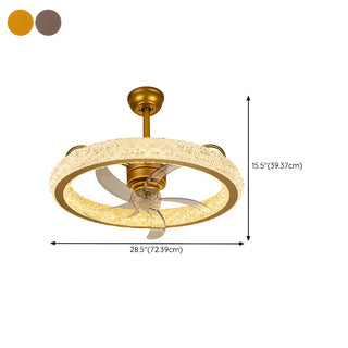 Gold Luxury Crystal Round Remote Ceiling Fan with Light Zowala #size