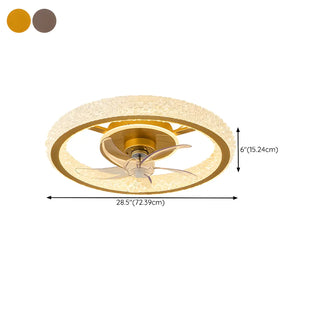 Gold Luxury Crystal Round Remote Ceiling Fan with Light Zowala Image - 19