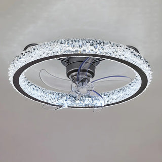 Gold Luxury Crystal Round Remote Ceiling Fan with Light Zowala Image - 6