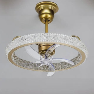 Gold Luxury Crystal Round Remote Ceiling Fan with Light Zowala Image - 8