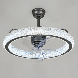 Gold Luxury Crystal Round Remote Ceiling Fan with Light Zowala Image - 9