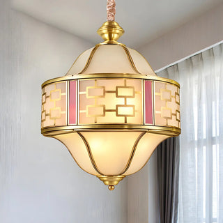 ZOWALA - Gold Double Bell Frosted Glass Porch Chandelier Image - 2