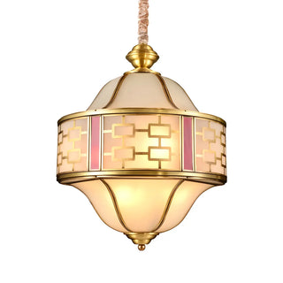 ZOWALA - Gold Double Bell Frosted Glass Porch Chandelier Image - 4