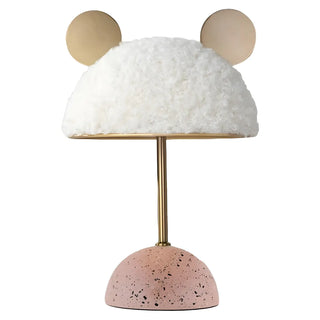 Cute Fluffy Shade Ear Accents Pink Base LED Table Lamp Zawala Image - 7