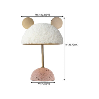 Cute Fluffy Shade Ear Accents Pink Base LED Table Lamp Zawala #size