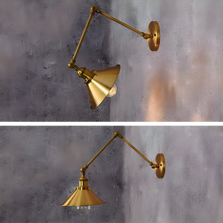 ZOWALA - Industrial Swing Arm Adjustable Iron Gold Wall Sconce Image - 4