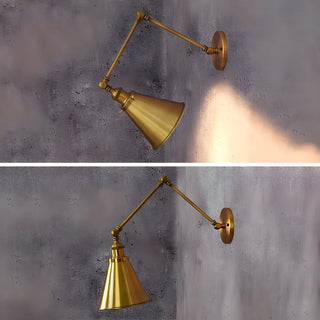 ZOWALA - Industrial Swing Arm Adjustable Iron Gold Wall Sconce Image - 3
