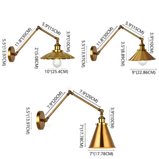 ZOWALA - Industrial Swing Arm Adjustable Iron Gold Wall Sconce Image - 34