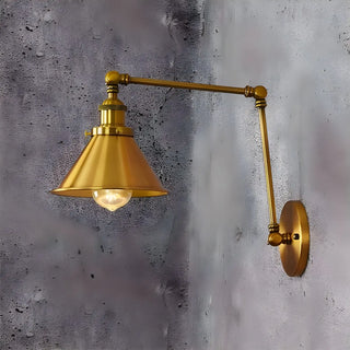 ZOWALA - Industrial Swing Arm Adjustable Iron Gold Wall Sconce Image - 6