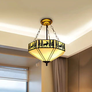 ZOWALA - Gold Glass Semi-Flush Mount Ceiling Lamp Image - 1