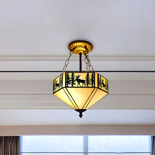 ZOWALA - Gold Glass Semi-Flush Mount Ceiling Lamp Image - 2