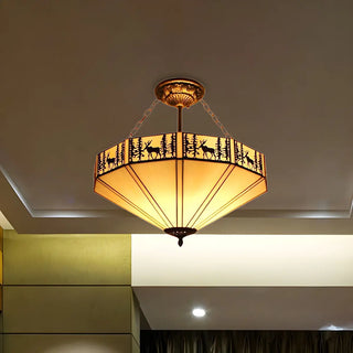 ZOWALA - Gold Glass Semi-Flush Mount Ceiling Lamp Image - 3