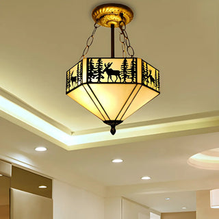 ZOWALA - Gold Glass Semi-Flush Mount Ceiling Lamp Image - 4