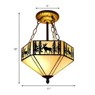 ZOWALA - Gold Glass Semi-Flush Mount Ceiling Lamp Image - 6
