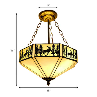 ZOWALA - Gold Glass Semi-Flush Mount Ceiling Lamp Image - 8