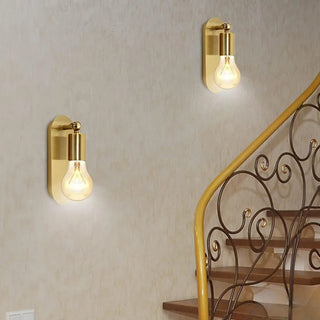 Bedroom Exposed Bulb Gold Geometric Wall Sconce Zawala Image - 1