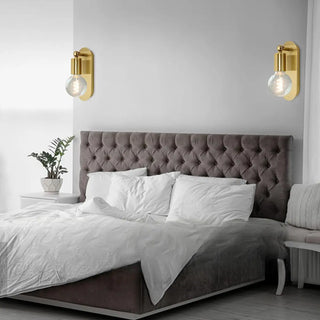 Bedroom Exposed Bulb Gold Geometric Wall Sconce Zawala Image - 2