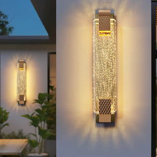 Gold Modern Geometric Crystal Outdoor Wall Lights Zawala Image - 1