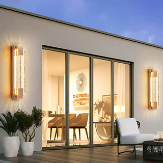 Gold Modern Geometric Crystal Outdoor Wall Lights Zawala Image - 2