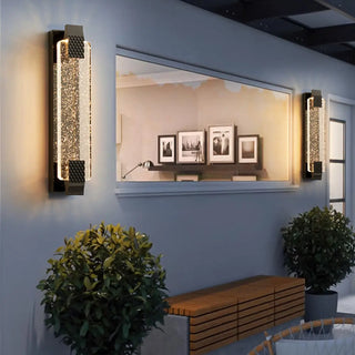 Gold Modern Geometric Crystal Outdoor Wall Lights Zawala Image - 3