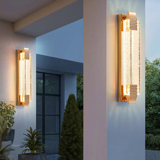 Gold Modern Geometric Crystal Outdoor Wall Lights Zawala Image - 4