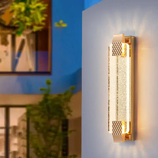 Gold Modern Geometric Crystal Outdoor Wall Lights Zawala Image - 5