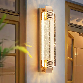 Gold Modern Geometric Crystal Outdoor Wall Lights Zawala Image - 6