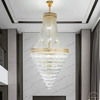 Luxurious Tiered Crystal Cascading Rock Glass Chandelier Image - 1