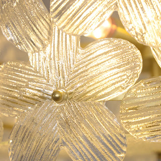 ZOWALA - Flower Crystal Pearl Glass Gold Bedroom Drum Chandelier Image - 8