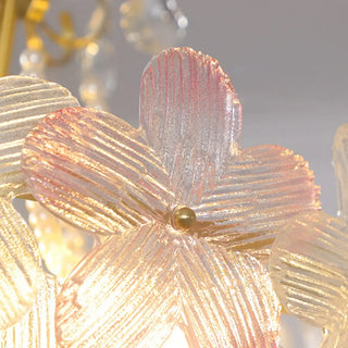 ZOWALA - Flower Crystal Pearl Glass Gold Bedroom Drum Chandelier Image - 9