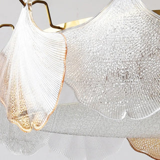 ZOWALA - Gold Glass Ginkgo Leaf Semi-Flush Mount Light Image - 10