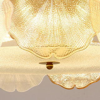 ZOWALA - Gold Glass Ginkgo Leaf Semi-Flush Mount Light Image - 12