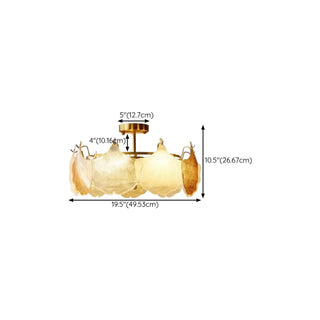 ZOWALA - Gold Glass Ginkgo Leaf Semi-Flush Mount Light Image - 14