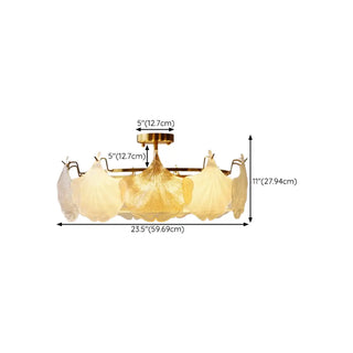 ZOWALA - Gold Glass Ginkgo Leaf Semi-Flush Mount Light Image - 15