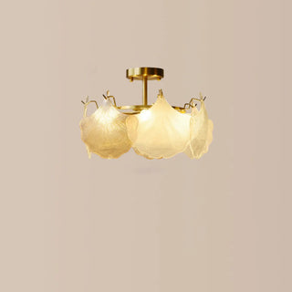 ZOWALA - Gold Glass Ginkgo Leaf Semi-Flush Mount Light Image - 6