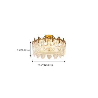 ZOWALA - Gold Glass Leaf Drum Semi-Flush Mount Light Image - 10