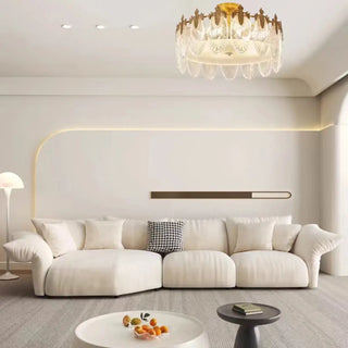 ZOWALA - Gold Glass Leaf Drum Semi-Flush Mount Light Image - 4