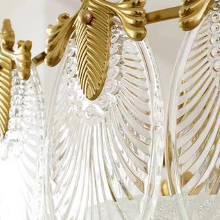 ZOWALA - Gold Glass Leaf Drum Semi-Flush Mount Light Image - 7