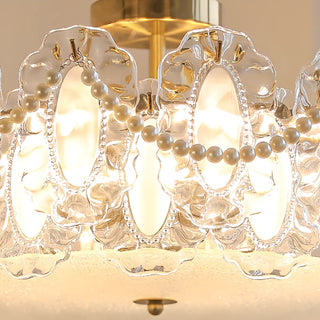 ZOWALA - Gold Glass Slice Drum Semi-Flush Mount Light Image - 11