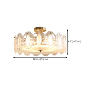 ZOWALA - Gold Glass Slice Drum Semi-Flush Mount Light #size