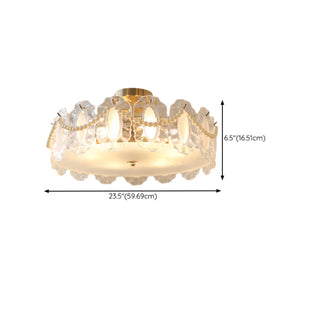 ZOWALA - Gold Glass Slice Drum Semi-Flush Mount Light Image - 13