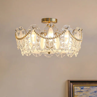 ZOWALA - Gold Glass Slice Drum Semi-Flush Mount Light Image - 4